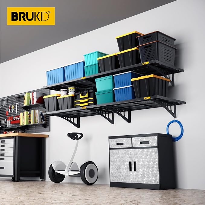 4Pack 2x3ft Adjustable Metal Garage Wall Shelving Heavy Duty Garage Storage - Image 7