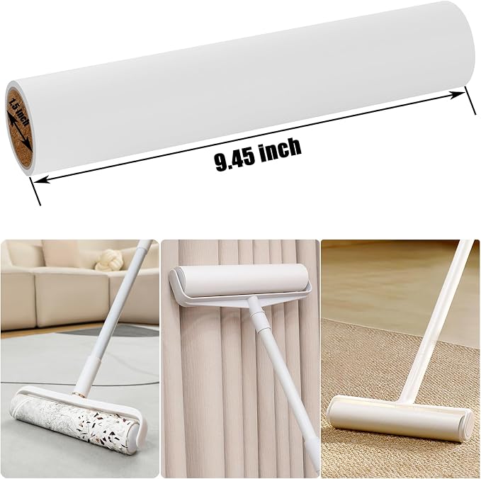 6 Pack 9.45 inch Lint Roller Refill Extra Sticky 9.4-9.5 inch Wide Large Lint - Image 2