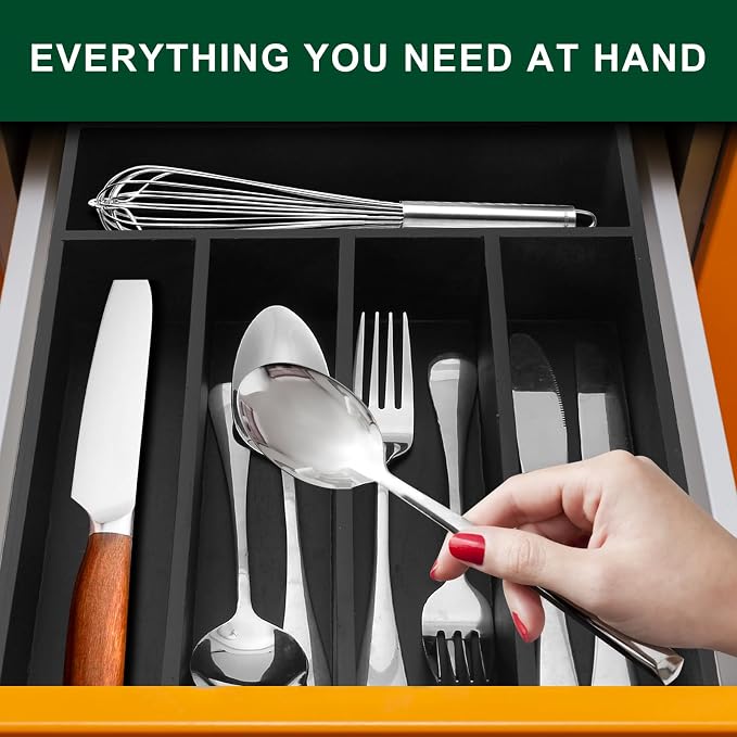 Small Silverware Organizer Utensil Tray 13"x9" Kitchen Drawer Organizers and - Image 3