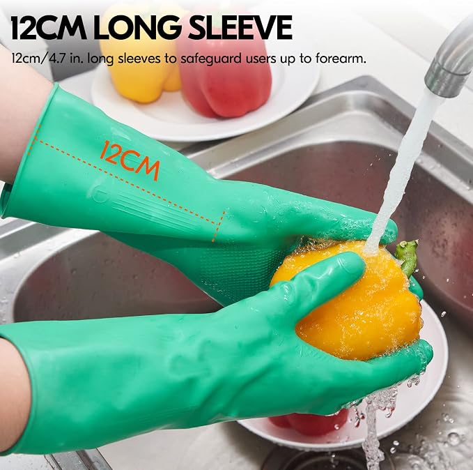 Vgo... 1-Pair Reusable Household Gloves, Rubber Dishwashing gloves, Extra - Image 6