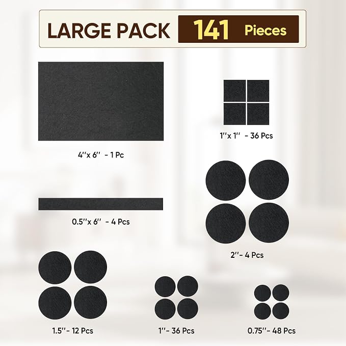 BALEINE 141PCS Felt Furniture Pads, Scratch-Reducing Floor Protectors - Image 2