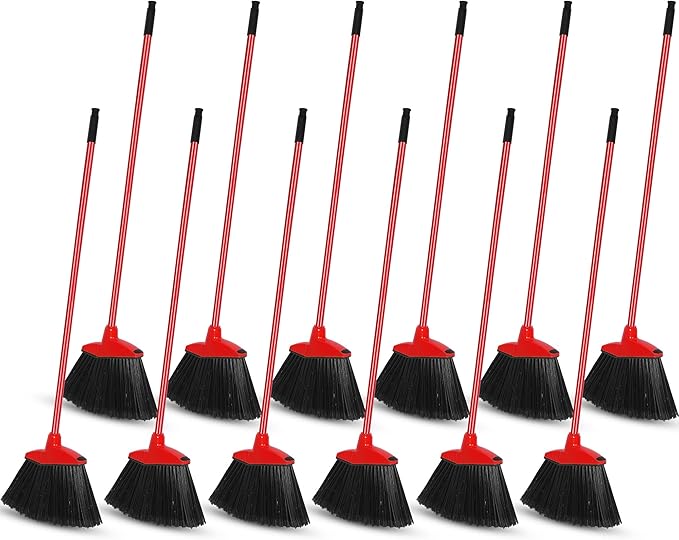 12 Pcs Heavy Duty Commercial Angle Broom 53 Inch Long Handle by Willbond+Technology+Limited