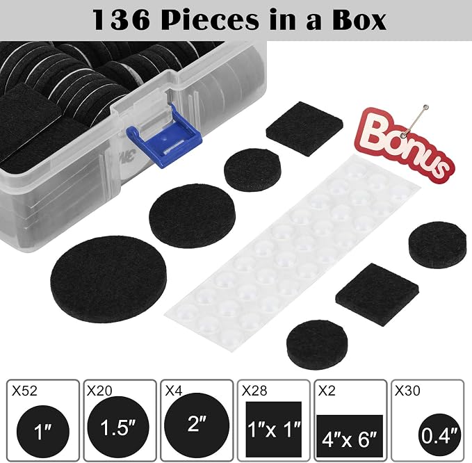 Felt Furniture Pads 136 Pieces, Felt Pads - Image 2