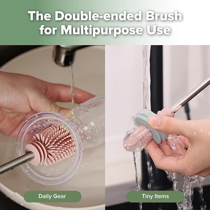 haakaa Cleaning Brush Silicone Bottle Brush Double-Ended Soft Silicone Bristles - Image 2