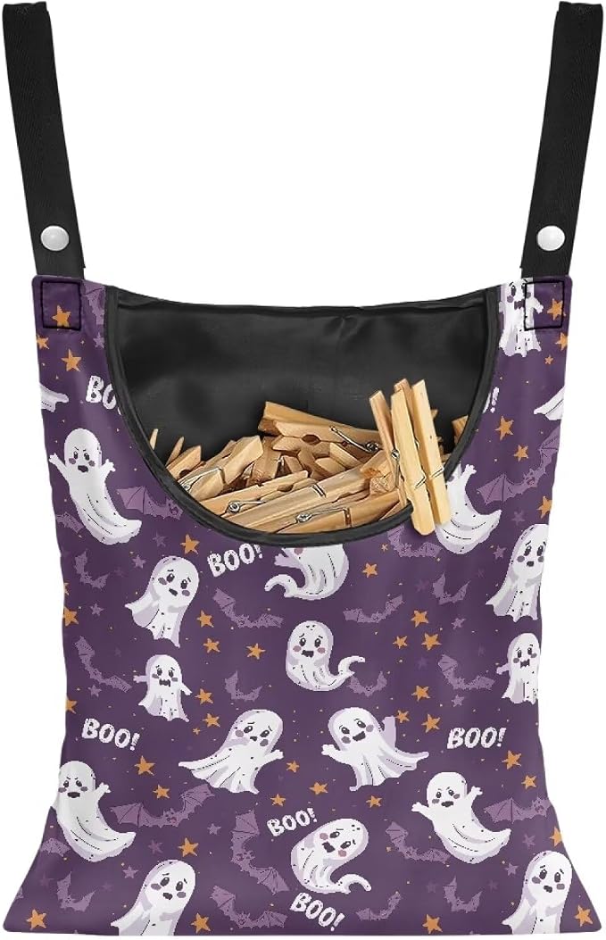 Cute Ghost Clothespin Storage Hanger Bags Laundry Clothespin Bag by CREAMIC