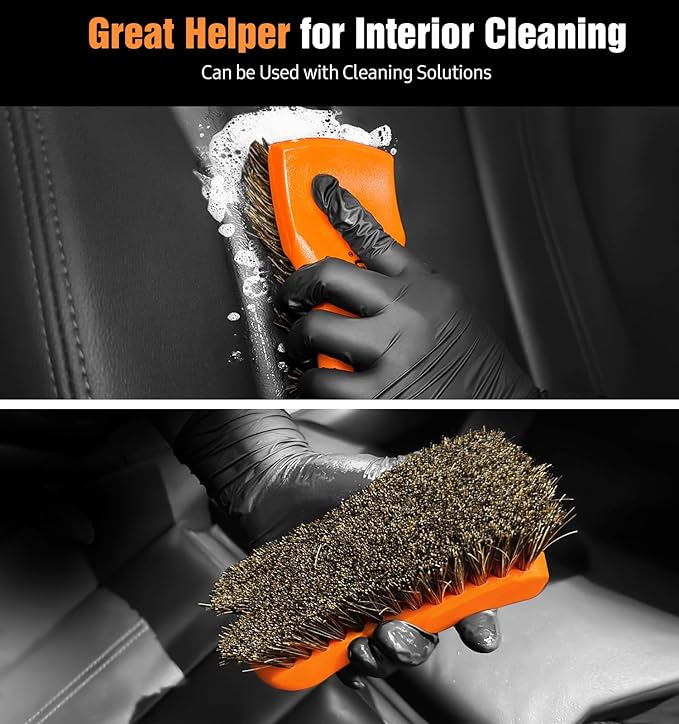 YeewayVeh 2PCS Leather Cleaning Brush, Horse Hair Brush - Image 3