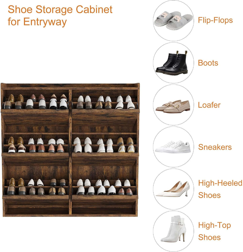 GarveeHome Shoe Cabinet with 6 Flip Drawers, Wooden Shoe Organizer Cabinet wi...