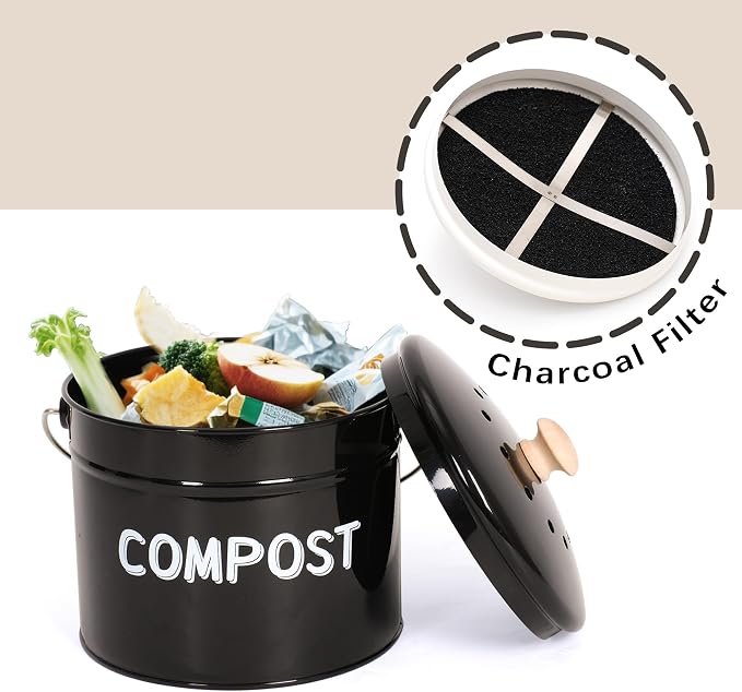 Compost Bin for Kitchen Counter, 1 Gallon Compost Bucket - Image 3