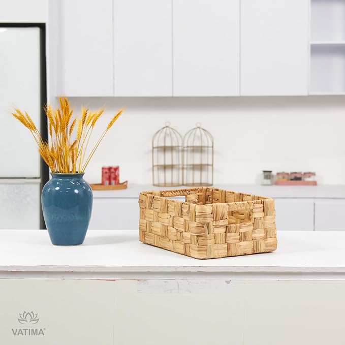 Vatima Jumbo Wicker Storage Basket, Large Hyacinth Organizer, 16.9x12.1x7.1H - Image 6