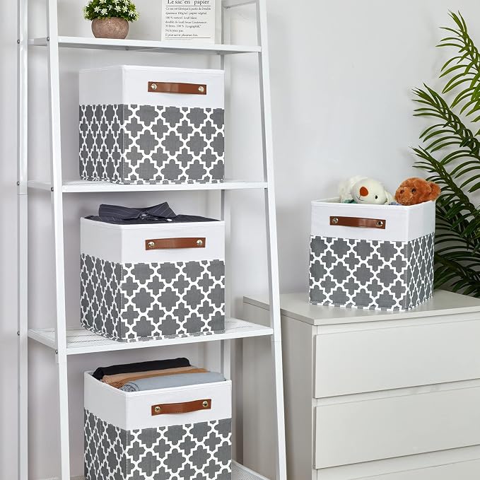 Temary 11x11x11 Cube Storage Bins Cube Organizer Bins 4 Pack Canvas Storage Bin - Image 6