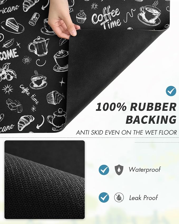 AMOAMI Coffee Mat Hide Stain Rubber Backed Absorbent Dish Drying Mat - Image 5