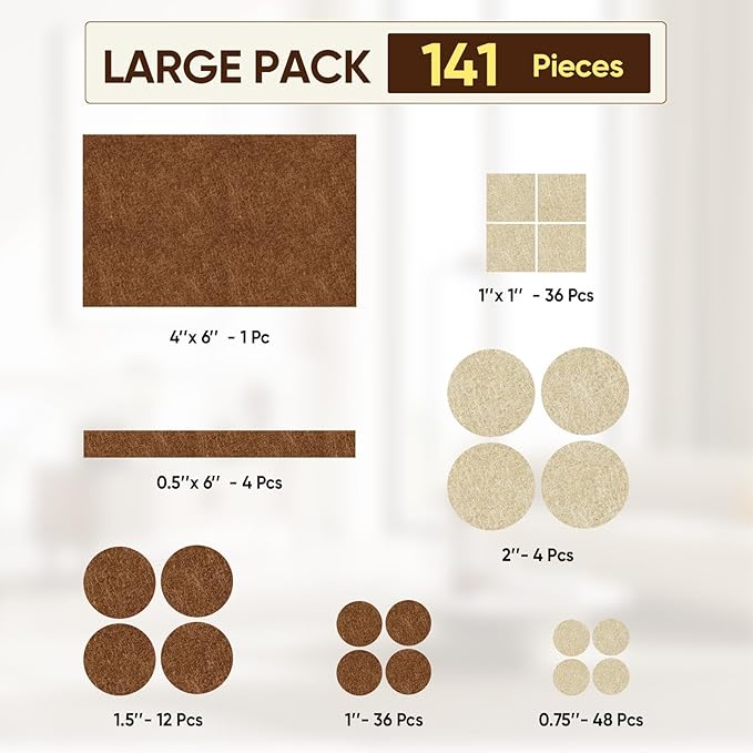 BALEINE 141PCS Felt Furniture Pads, Scratch-Reducing Floor Protectors - Image 2