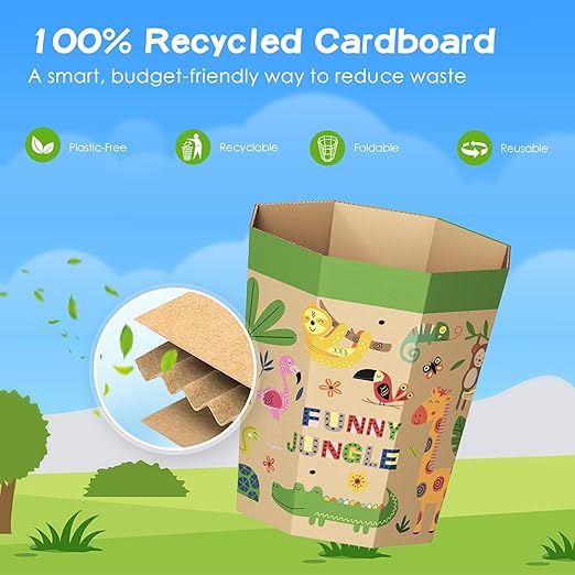6-Pack Cardboard Trash Can – Foldable, Recyclable, Plastic-Free & Reusable - Image 2