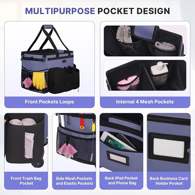Large Rolling Cleaning Caddy Bag - Image 5