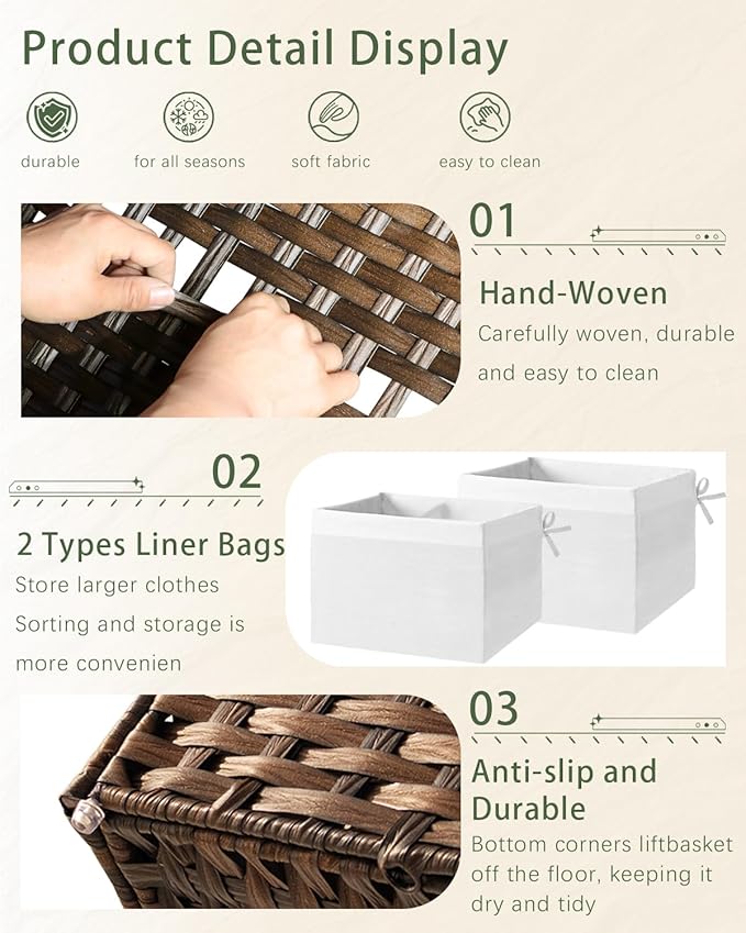 Storage Basket with Lid Wicker Baskets - Image 3
