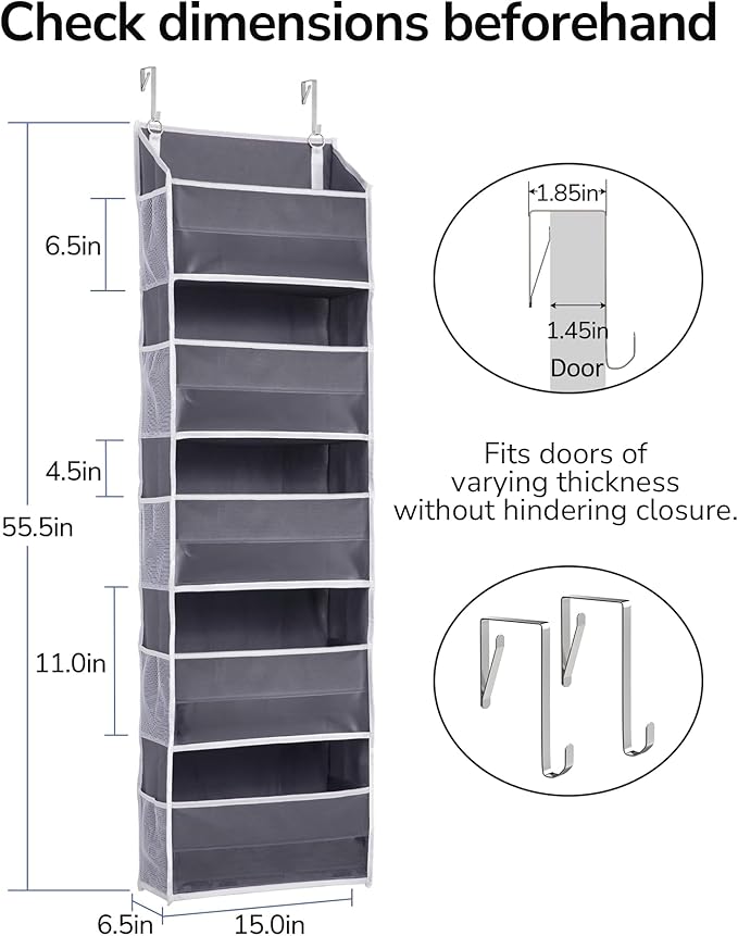 ULG 2 Pack 5-tier Over the Door Organizer Dark Gray - Image 2