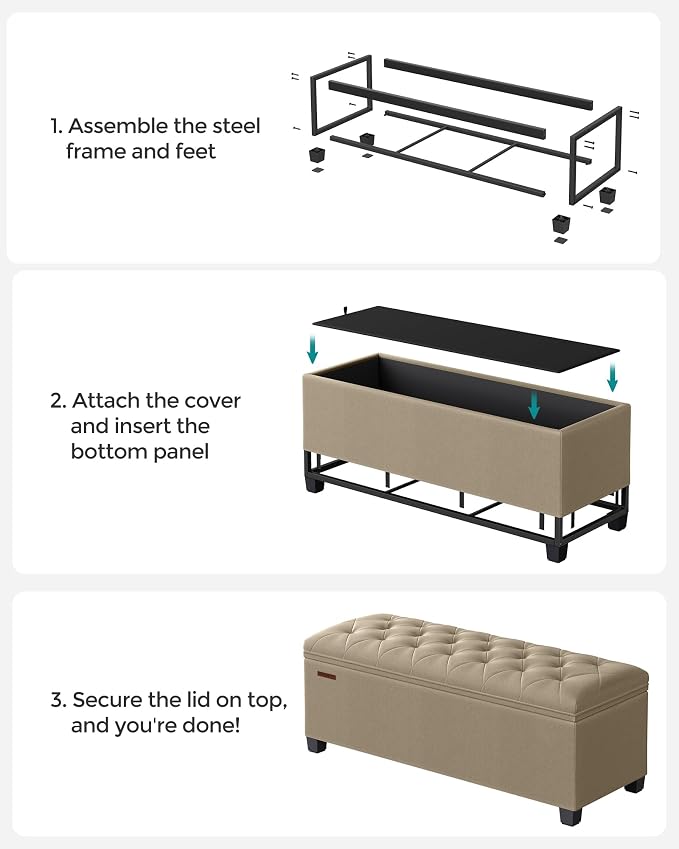 SONGMICS Storage Ottoman Bench, Foot Rest - Image 7
