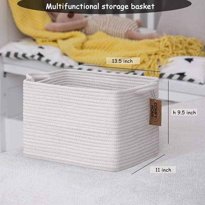 COMFY-HOMI 3PACK Cotton Rope Square Basket - Image 4