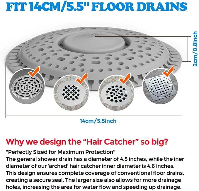 zaa Shower Drain Hair Catcher, 2 Pack Premium Silicone Drain Protector & Shower - Image 4
