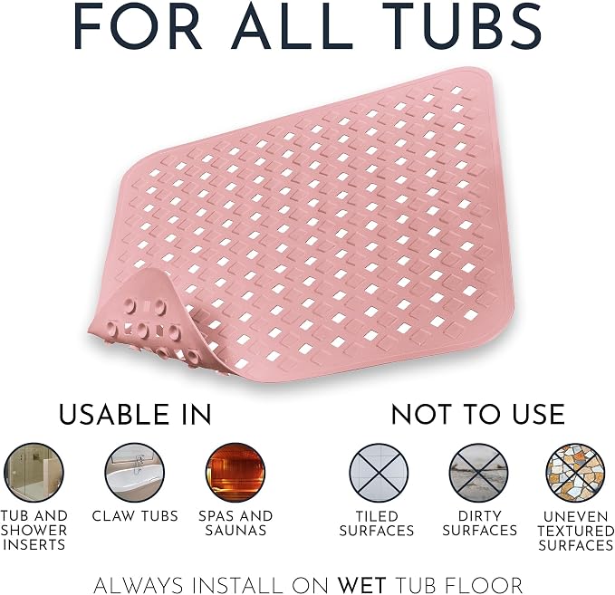 Homerella Anti Slip Shower Mat | Anti Mold Non Slip Bathtub Mat - Image 2