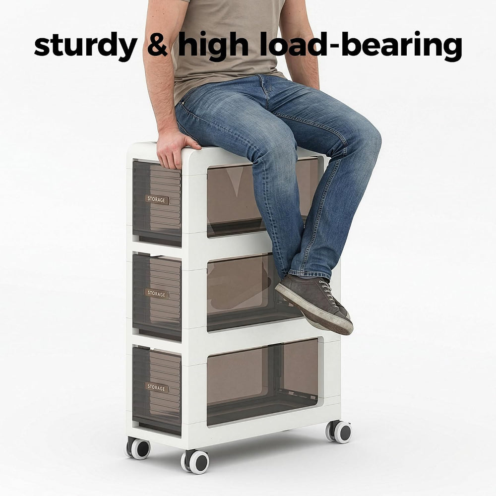 Bathroom Storage with Drawers, 7.87" Wide Slim Cabinet with Wheels