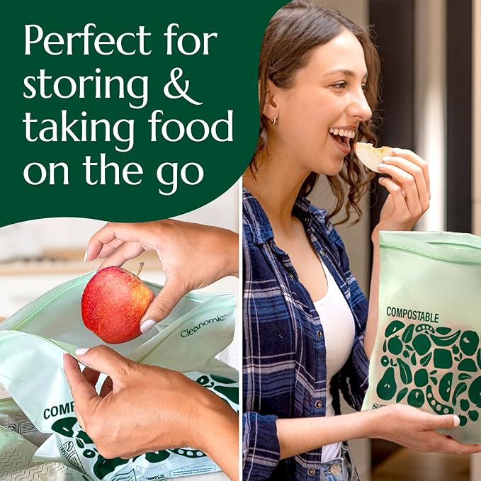 Cleanomic Compostable* Gallon Size Food Storage Bags Freezer and Leak Proof - Image 6