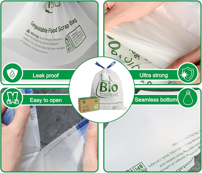 13 Gallon Compostable Trash Bags, Heavy Duty 1 Mil, 49.2 Liter, Tall Kitchen - Image 3