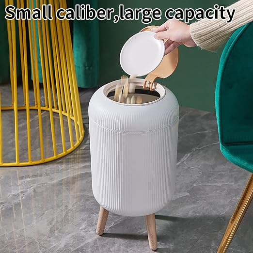Trash Can With Lid for Bathroom, 2 Gallon/10 Liter Round Garbage Bin With Press - Image 3