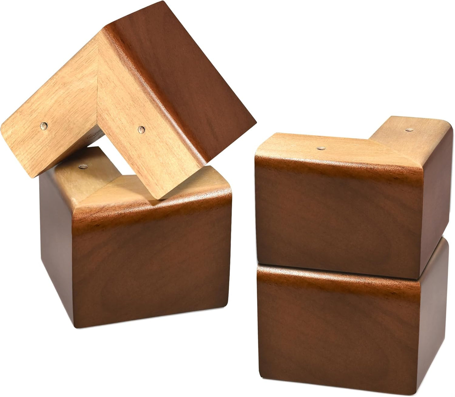 Solid Wood Legs for Furniture, L-Shaped Bed Risers, Furniture Legs for Sofa Couch Dresser Cabinet Table, Couch Sofa Feet, Furniture Risers, Bed Lifters 4 Pack