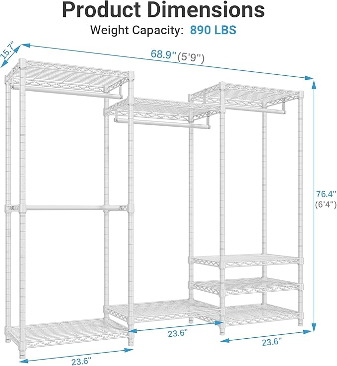 VIPEK V5 Portable Closet Wardrobe Heavy Duty Clothes Rack, Freestanding - Image 5