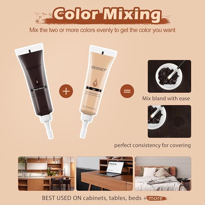SEISSO Furniture Repair Kit, 12 Colors Wood Touch up Paint, Wood Stain - Image 5