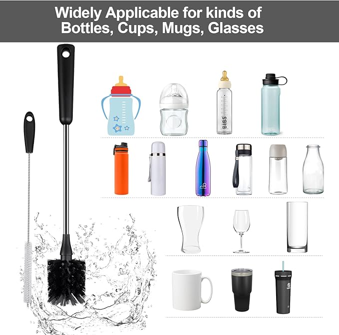 Water Bottle Brush with Straw Cleaner, 15 Inches Stainless Steel Handle Baby - Image 6
