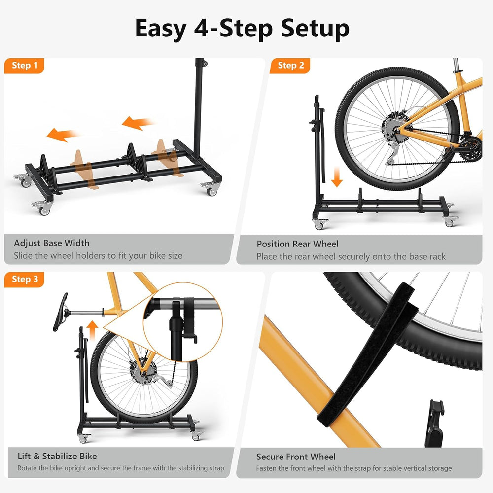 Vertical Bike Stand, (2 Pack) Space Saving Indoor Bicycle Storage Rack with W...