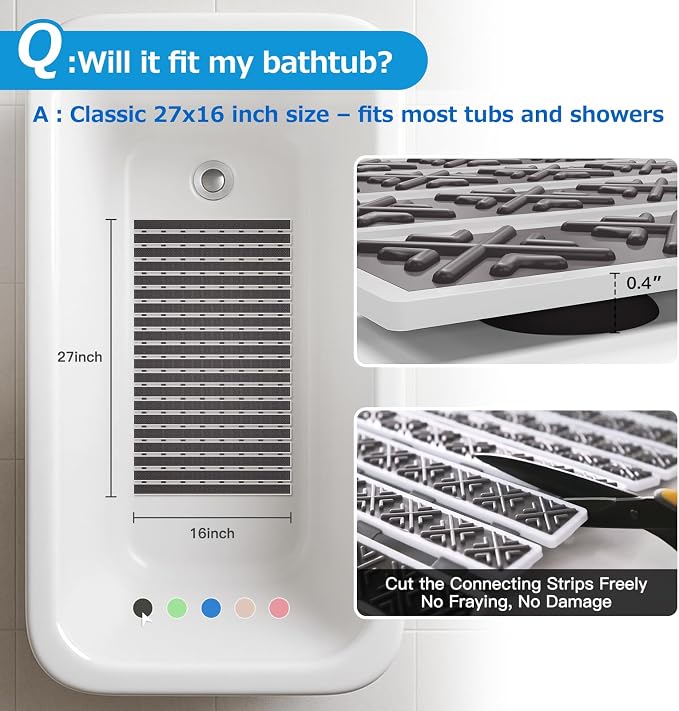 Matace Non Slip Rubber Bathtub & Shower Mat - Image 4