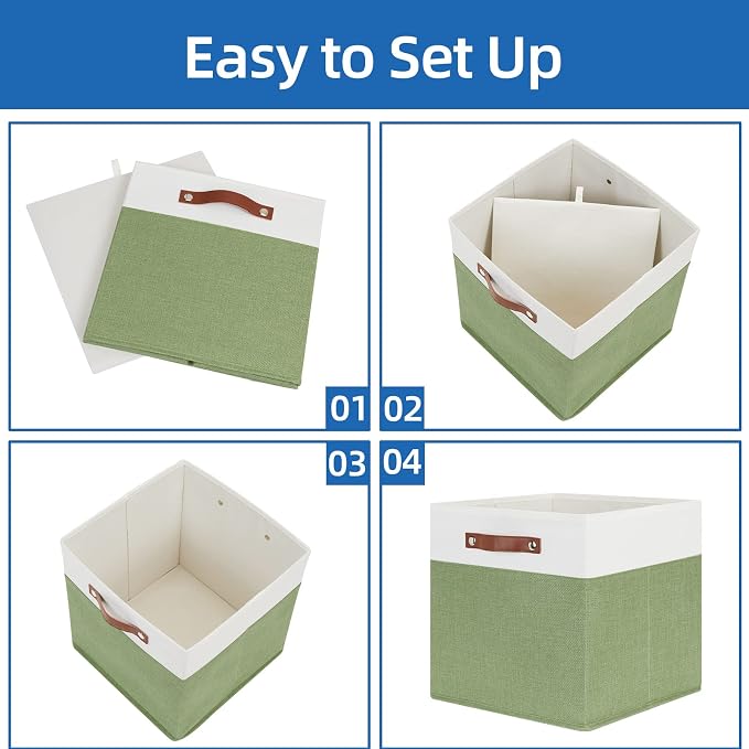 Temary 13 Inch Cube Storage Bin 4 Pack Fabric Storage Cubes Fabric Storage Bin - Image 7