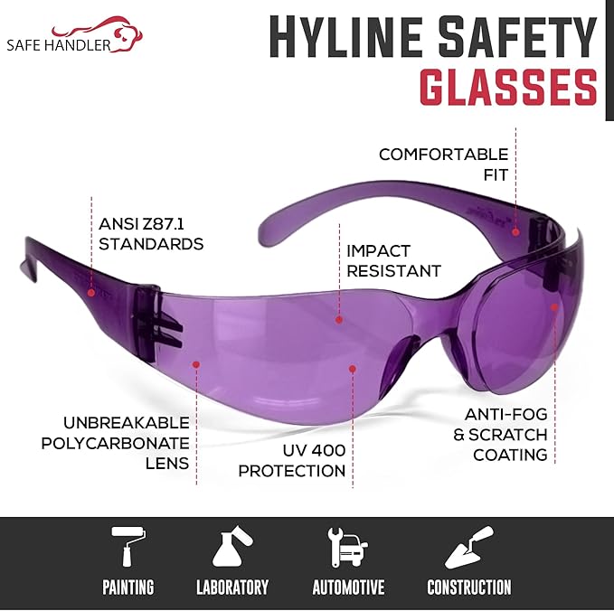 SAFE HANDLER Hyline Anti-Fog Color Safety Glasses Variety, Impact Resistant - Image 2