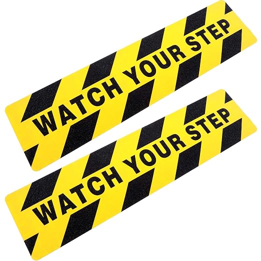Boao 2 Pieces Watch Your Step Stickers Sign 6 x 24 Inch Caution Watch Your Step by Boao