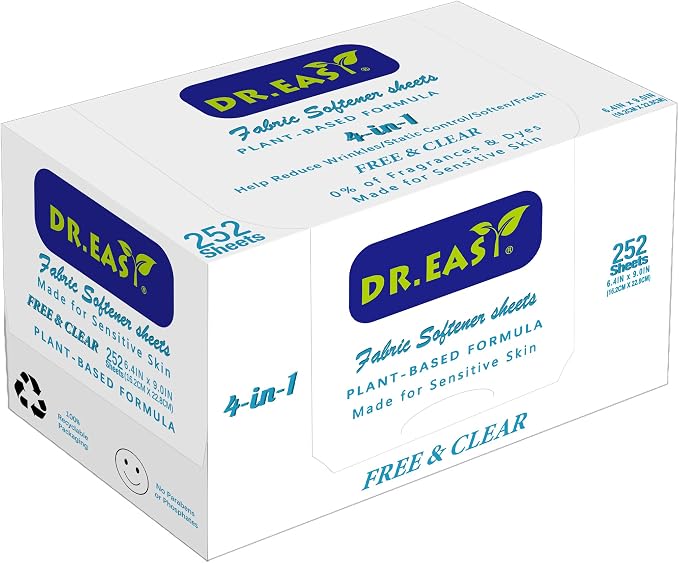 DR.EASY Dryer Sheets Plant Based Formula 252 Ct Fabric Softener sheets by DREASY