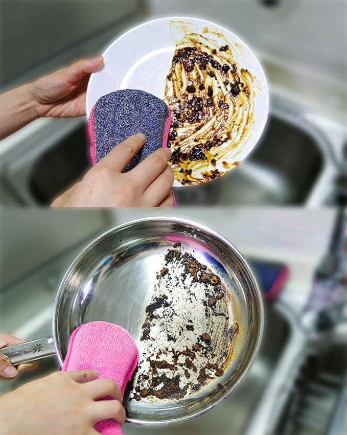 UPSTAR Dish Sponges Kitchen, Microfiber Cleaning Scrubber - Image 4