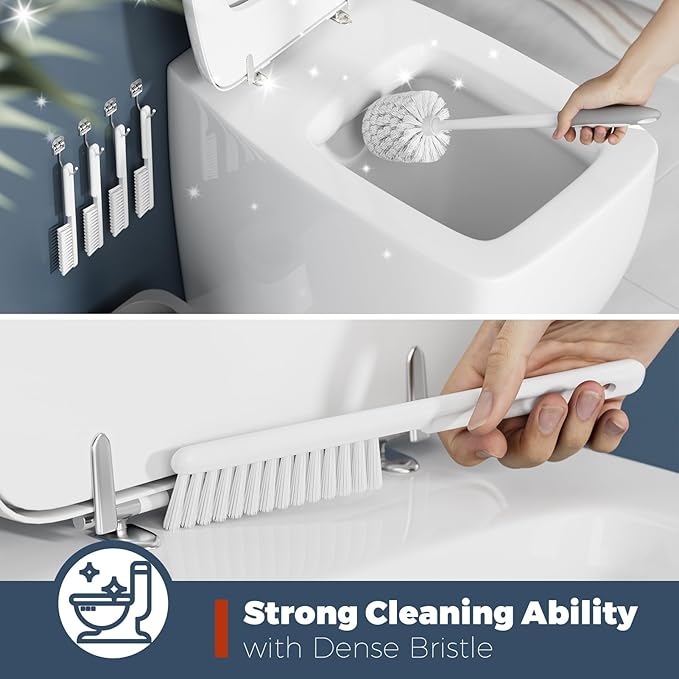 Toilet Brush, 4 Pack Toilet Brush and Holder Set Bathroom Accessories, Toilet - Image 3