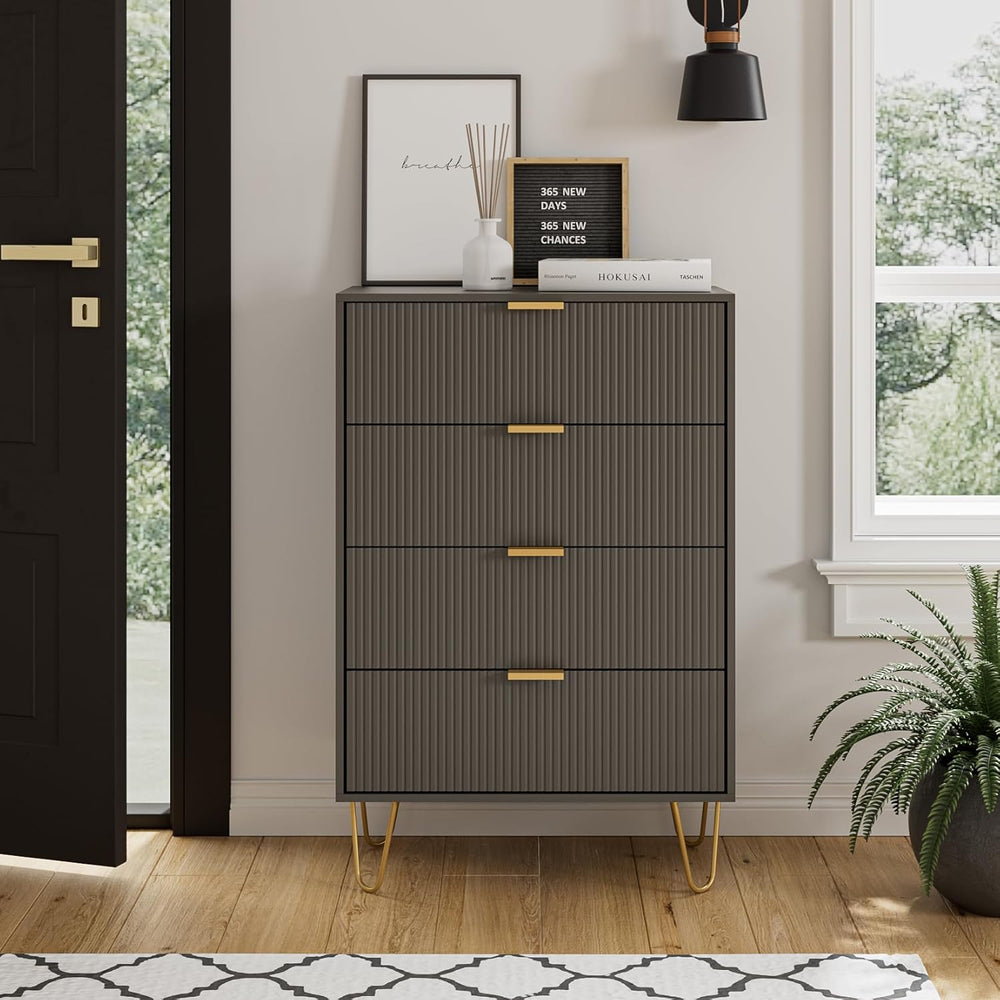 Masupu 4 Drawer Dresser, Drawer Chest, Tall Storage Dresser Chest Cabinet Org...