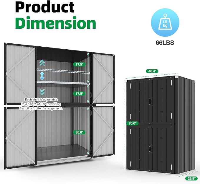 AECOJOY Large Outdoor Storage Cabinet Waterproof - Image 7