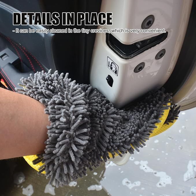 2-Pack Car Wash Mitt, Microfiber Scratch Free Auto Detailing Supplies - Image 7