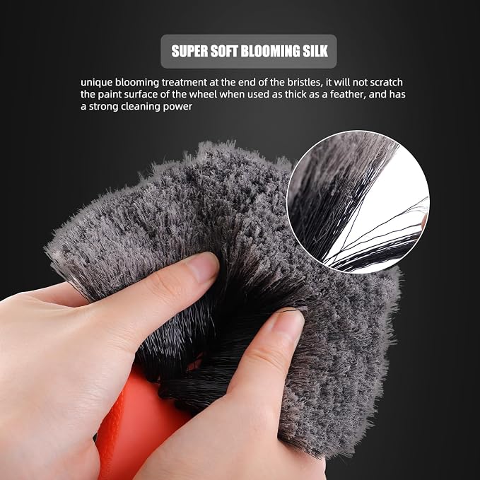 SPTA 8Pcs Wheel & Tire Brush Car Detailing kit, Easy Reach Wheel and Rim Brush - Image 5