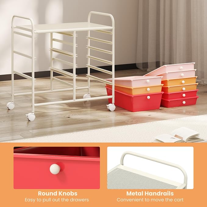 GOFLAME 9-Drawer Rolling Storage Cart, Mobile Utility Cart