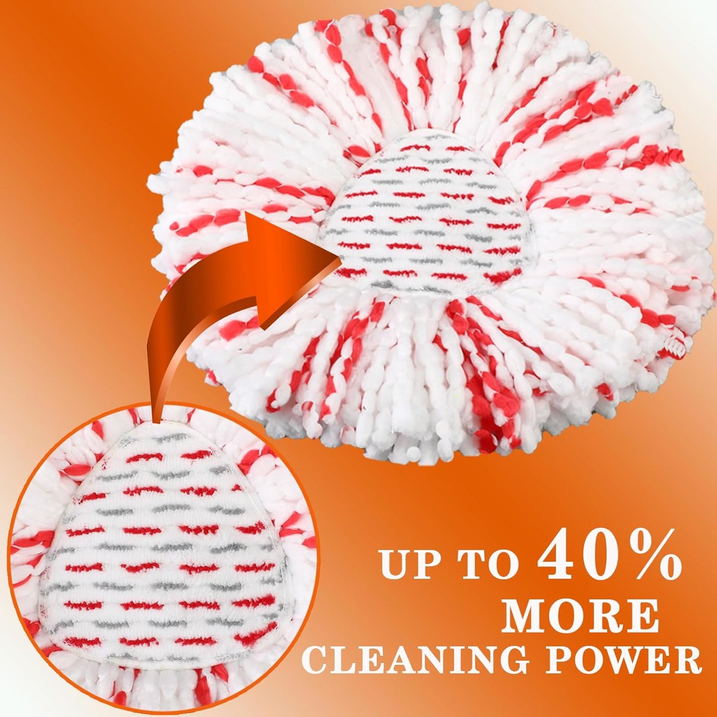Mop Heads Replacement Handle Set for Ocedar Spin Mops EasyWring 1-Tank System, Includes 2 Microfiber Refills, 1 Chenille Head, 4-Section Iron 30-58" Mop Handle, 1 Scrub Brush, 1 Spin Base for O-Cedar