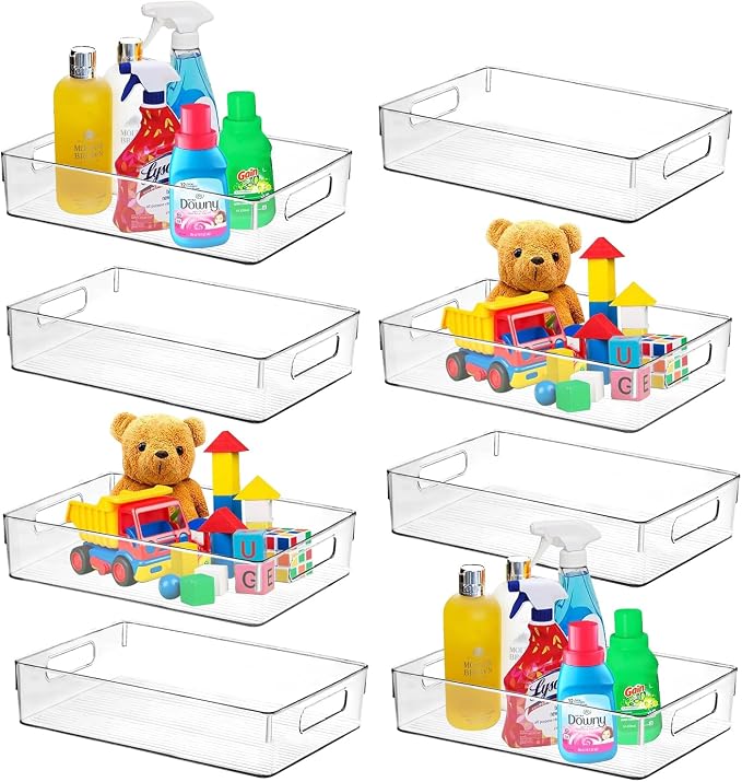 Clear Plastic Storage Bins, Home Bathroom Laundry Room Freezer Refrigerator - Image 8