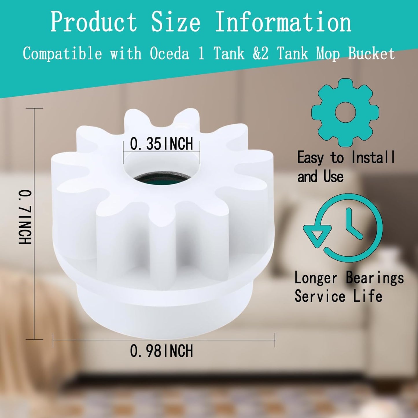 Spin Mop Bucket Gear Replacement, 4-Pack Compatible with O-Ceda & Vilida, Universal Fit for Most Rotary Mops, Plastic & Steel Pedal Sprocket for Easywring & RinsClean Systems