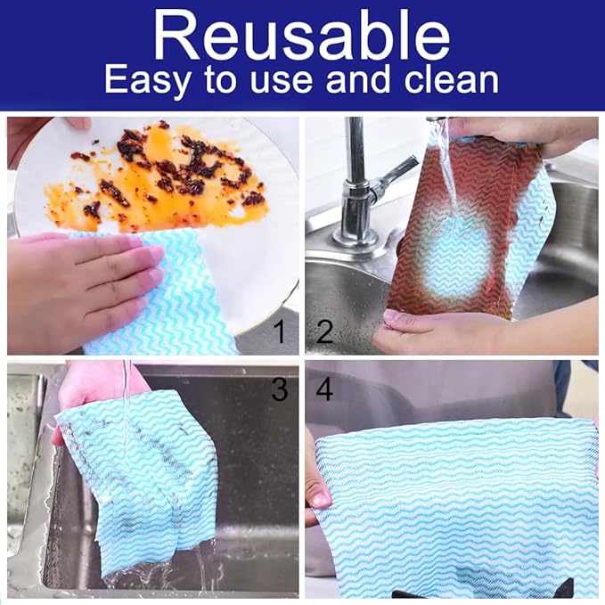 100 Count Disposable Cleaning Towels and Dish Cloths, Super Absorbent Dishcloths - Image 5