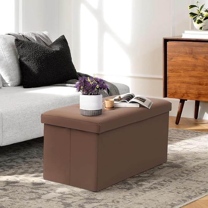 Athena Collection 30" Storage Ottoman Bench Folding Bench - Image 2